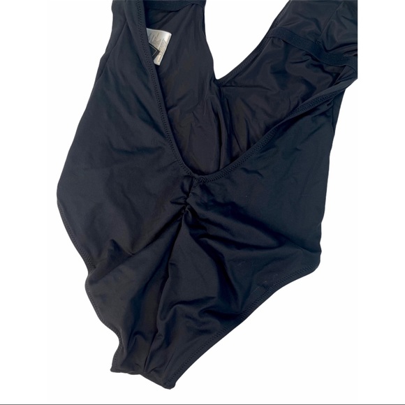 BCBGMaxAzria Plunge V Neck Halter Swimsuit - Picture 3 of 11